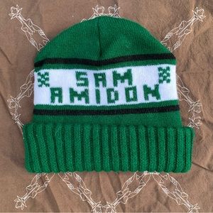 Sam Amidon 🪕 Embroidered Knit Toboggan Green/White Beanie Old-Time Music Merch